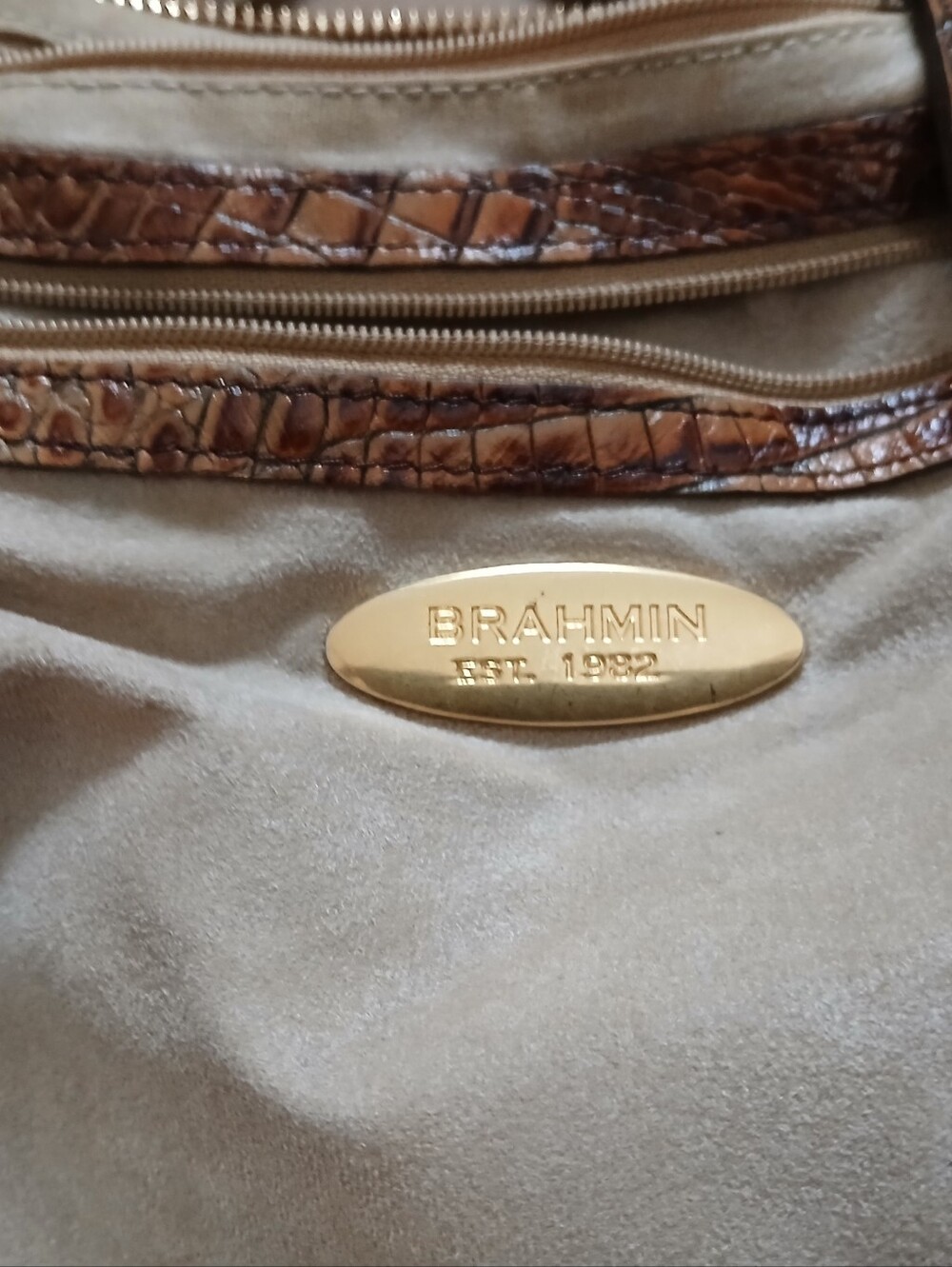 Brahmin Brown Croc-Embossed Satchel - Picture 8 of 16